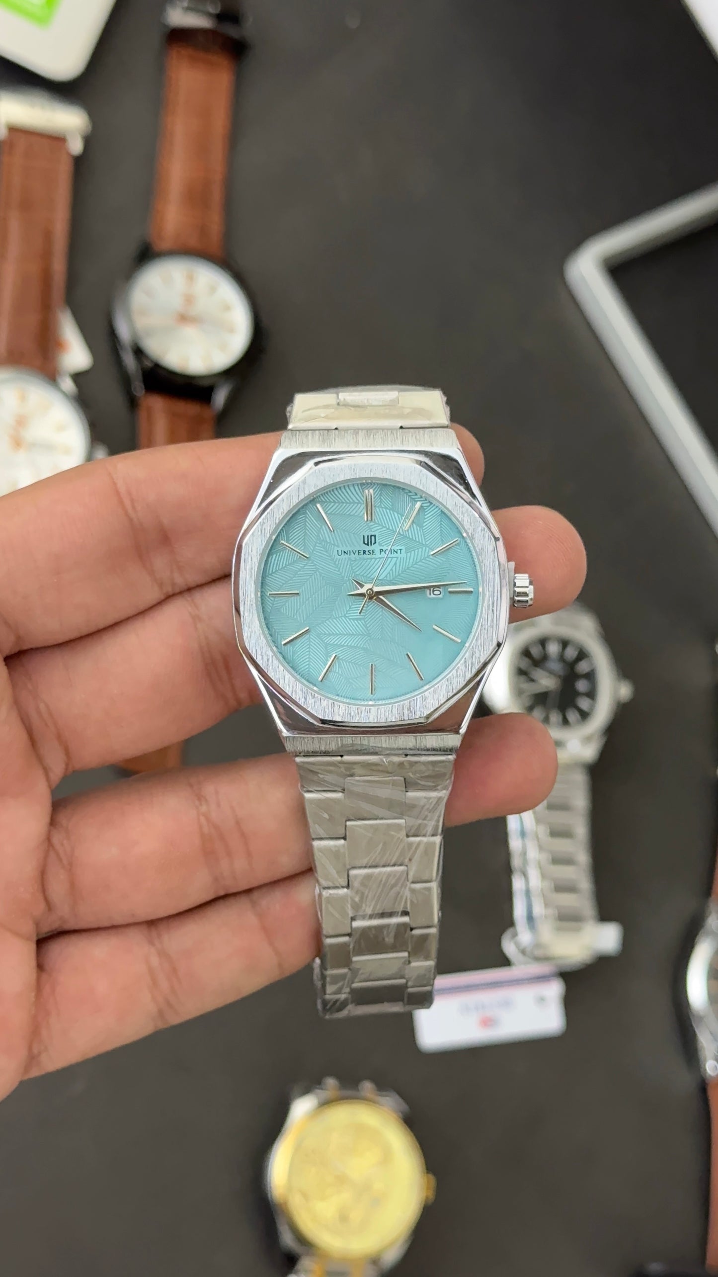 UP | Silver Chain | Hexagon Tiffany Dial