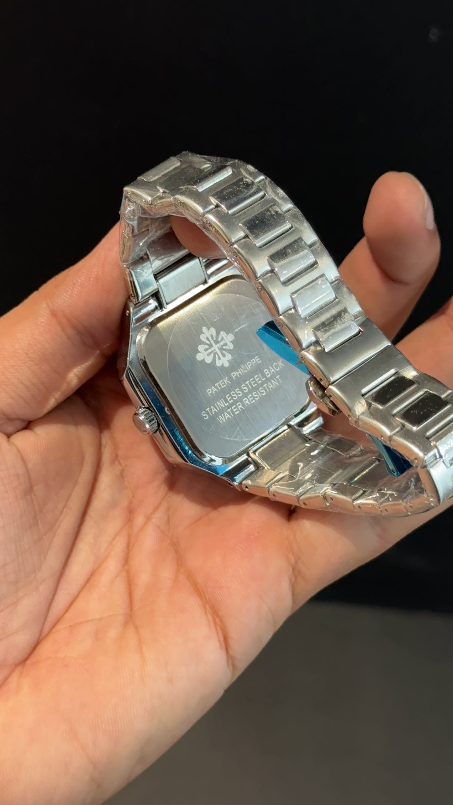 PP Cubi | silver chain | Blue dial