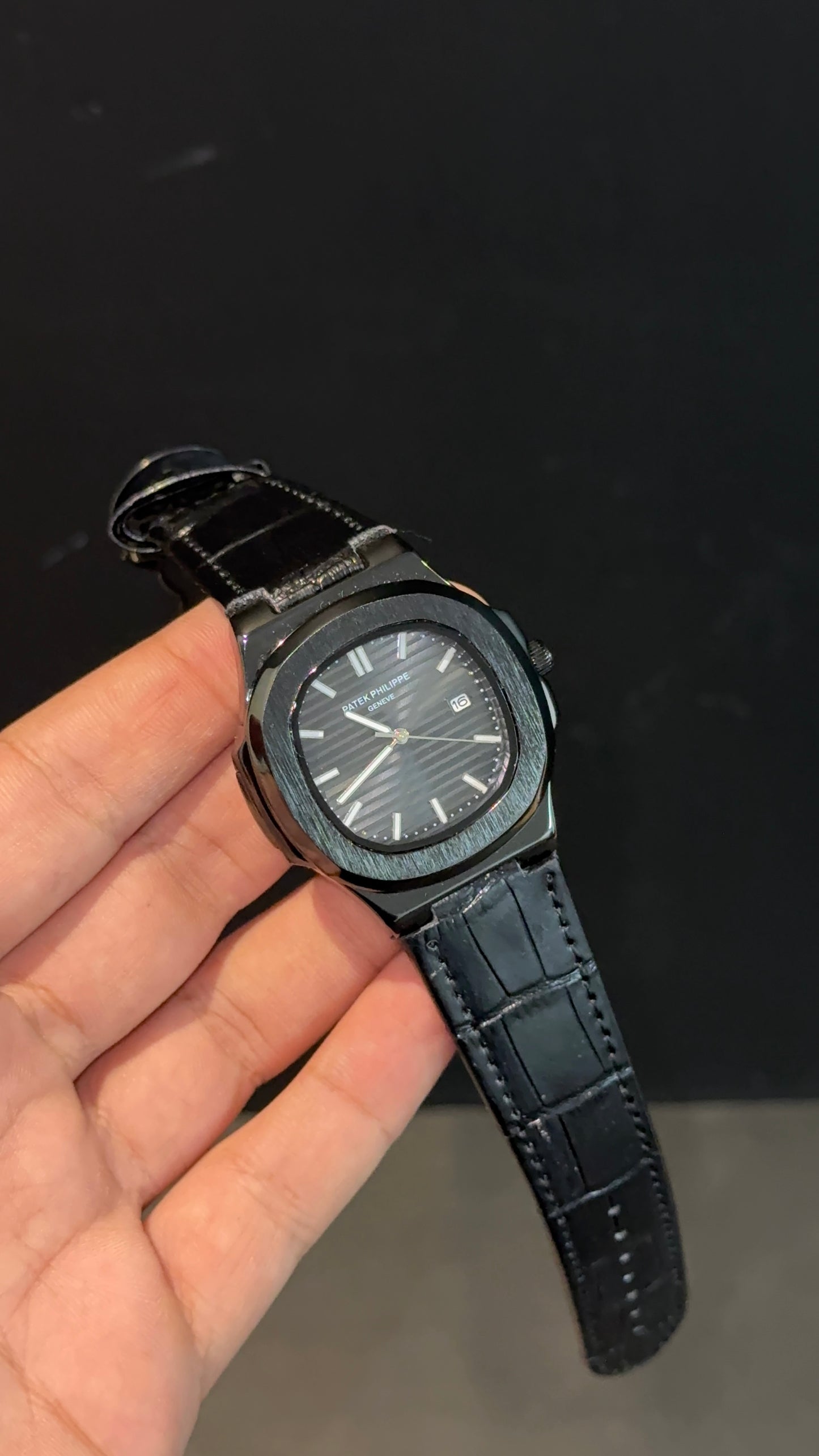 PP | All Black | Black Dial | Black Leather strap