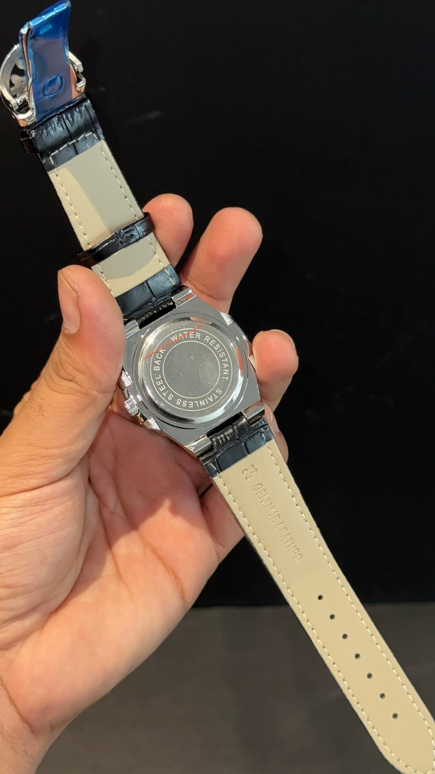 PP | Silver bezel | Black Dial | Black Leather Strap