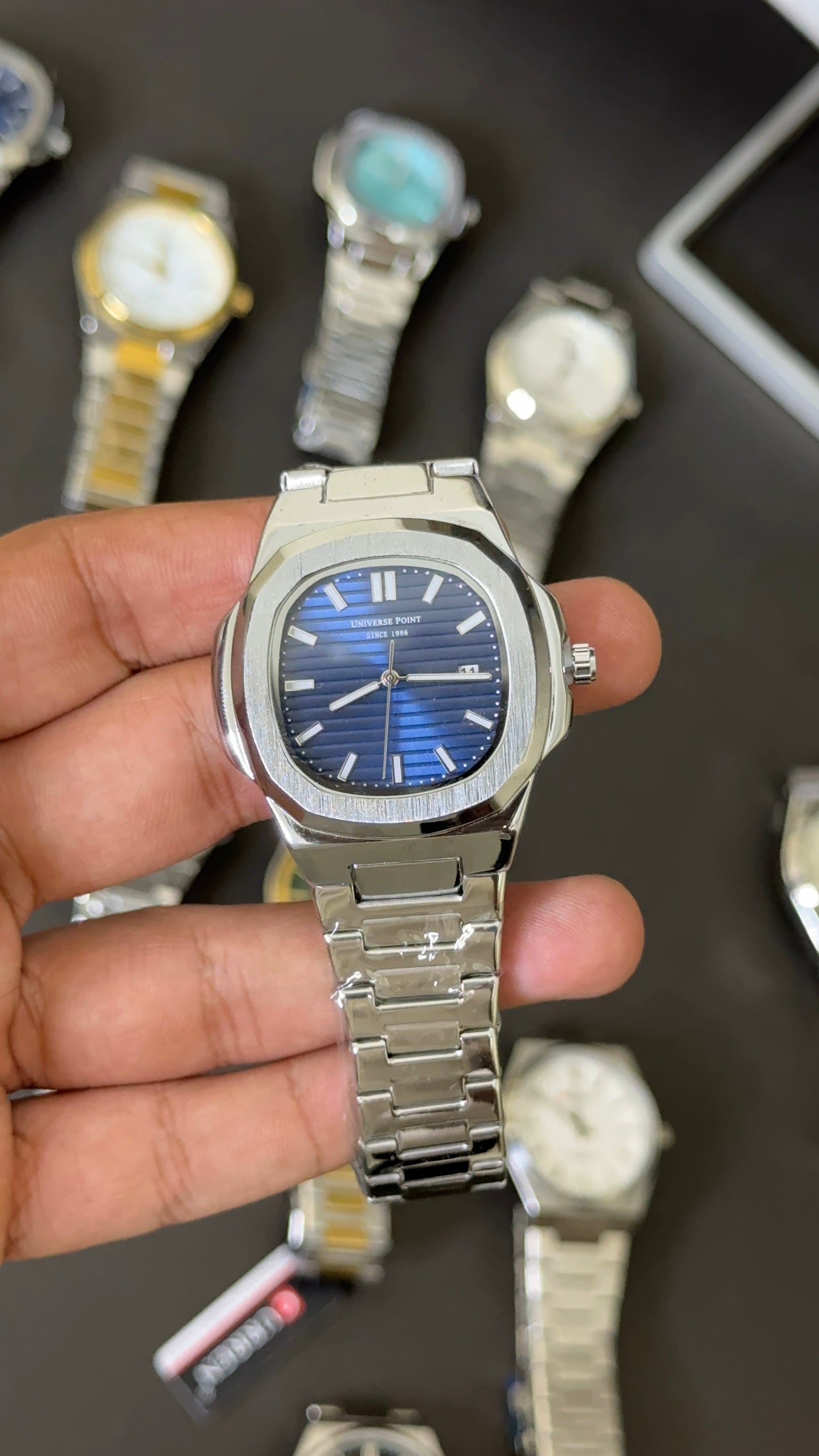 UP | Silver Chain | Blue Dial
