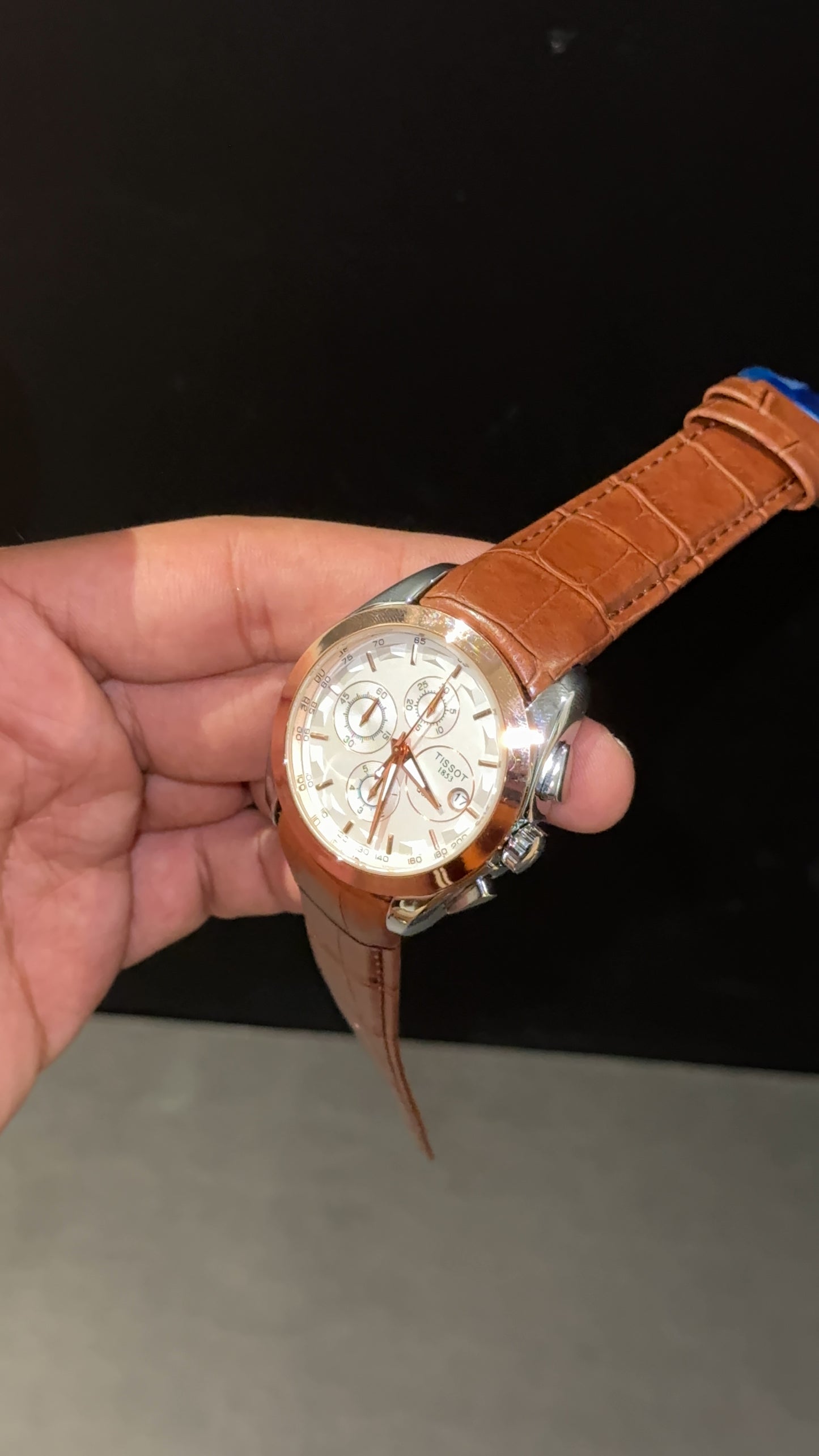 Tissot 1853 | Rose Bezel | Chrono | White Dial | Brown leather strap