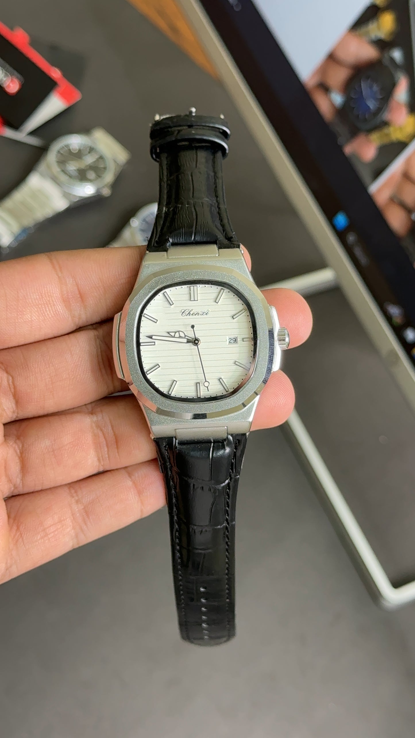 Chenxi | White Dial | Black Leather Strap