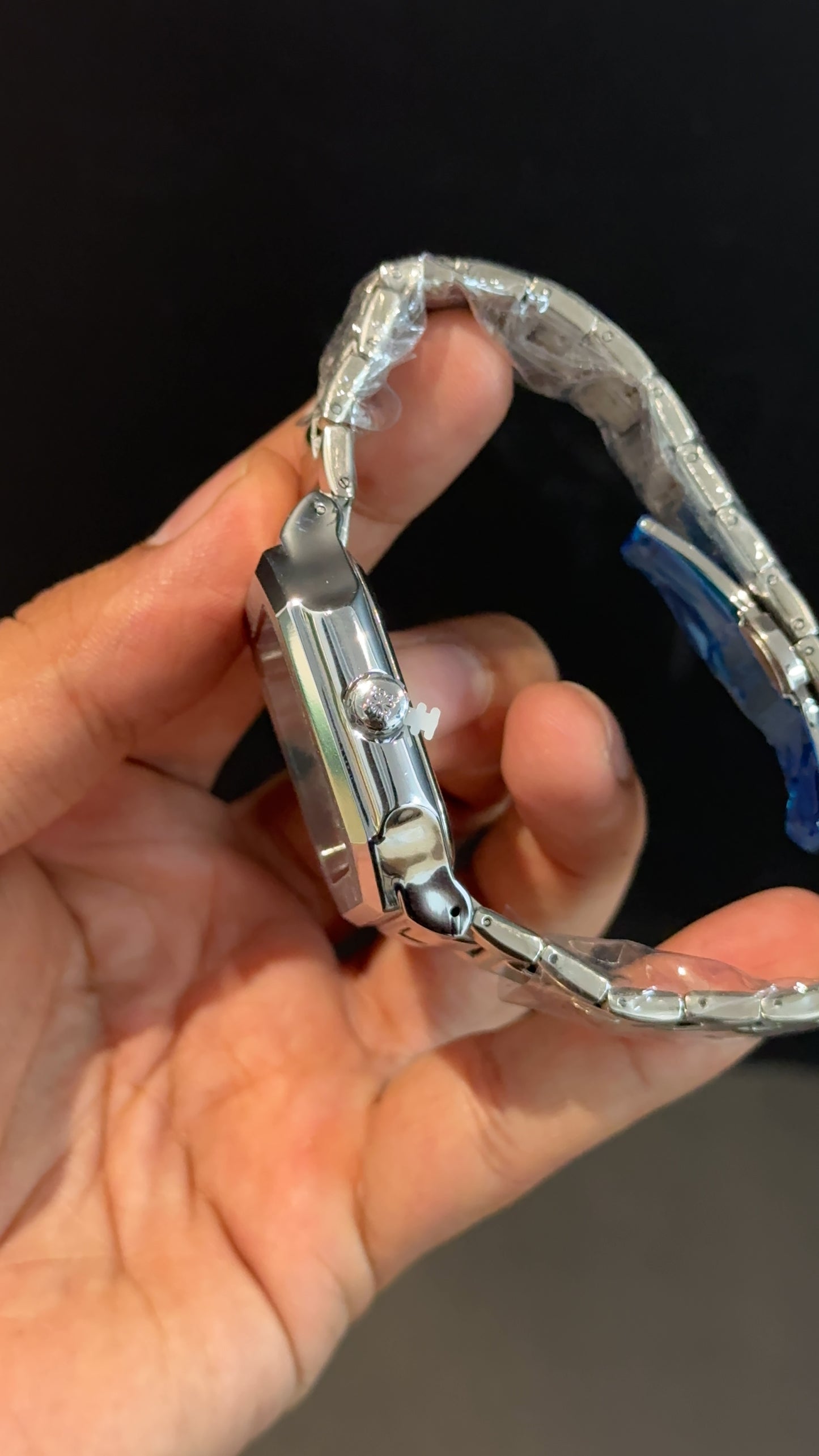 PP Cubi | Silver Chain | Ice Blue Dial