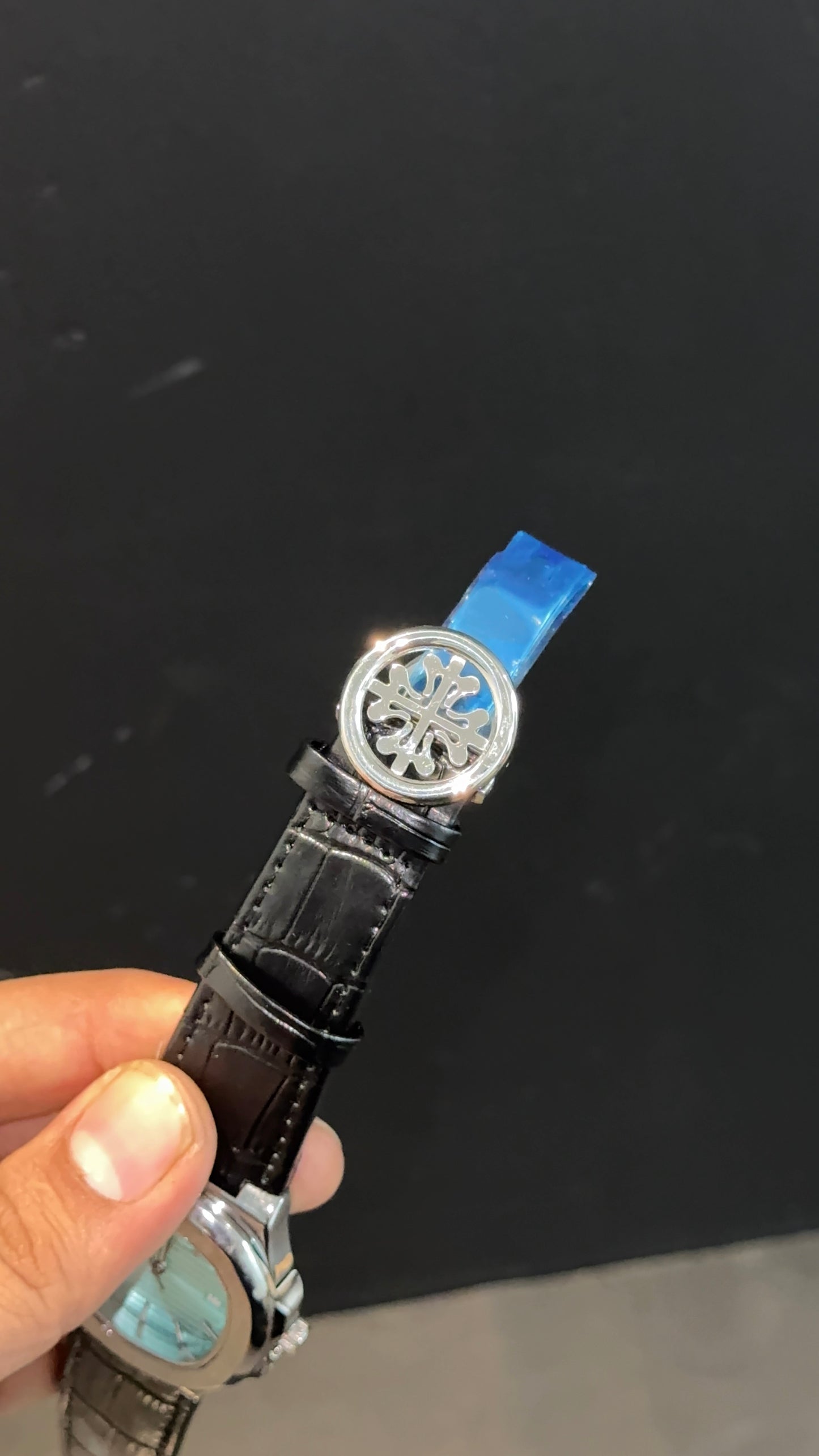 PP | Silver bezel | Tiffany Dial | Black Leather Strap
