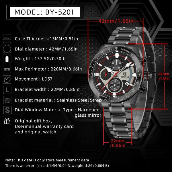 BENYAR | BY-5201 B-OR | Classic Chronograph Edition