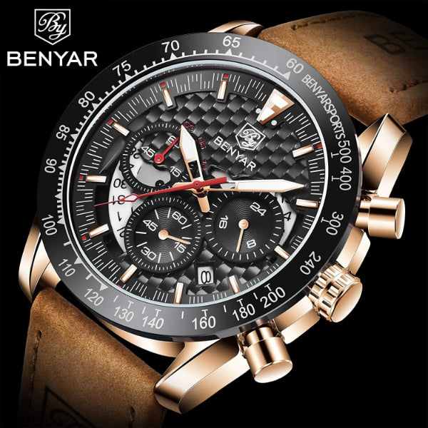 BENYAR | BY-5175 BR-B-RG | Luxury Sports Quartz Watch | Chronograph