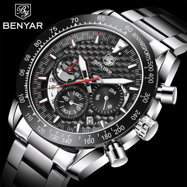 BENYAR | BY-5175 S-B | Luxury Sports Quartz Watch | Chronograph
