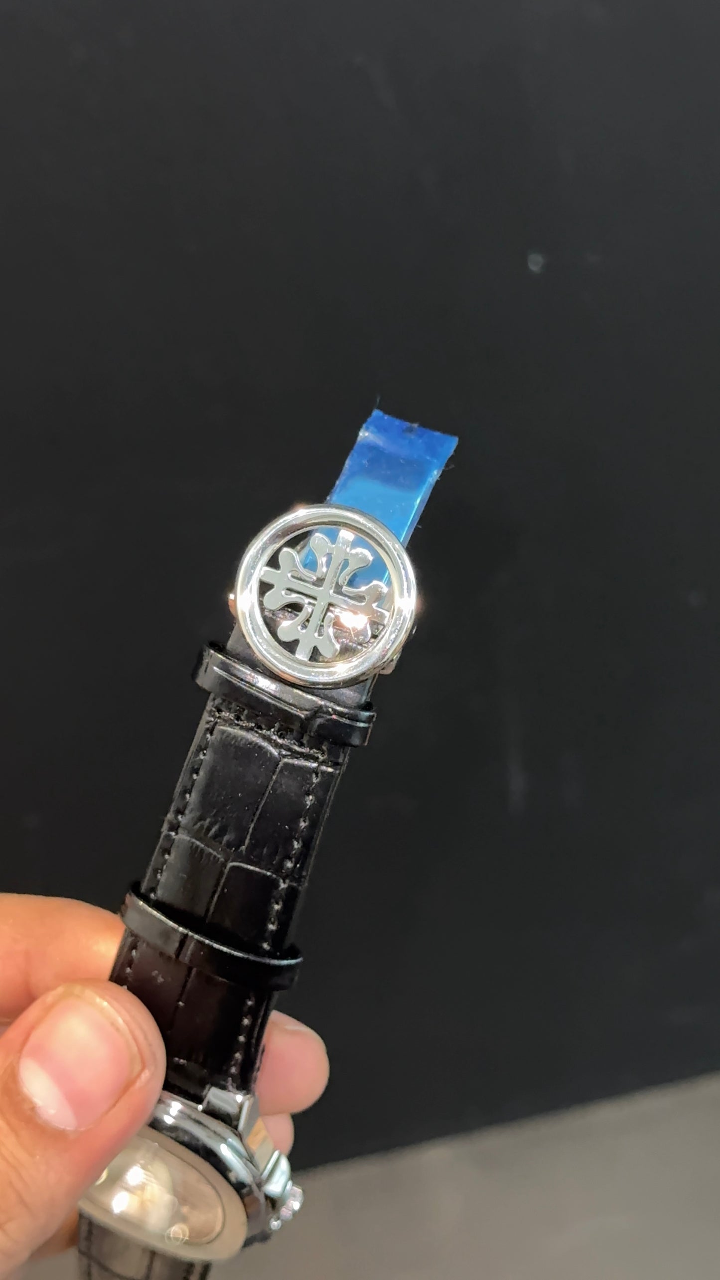 PP | Silver bezel | White Dial | Black Leather Strap