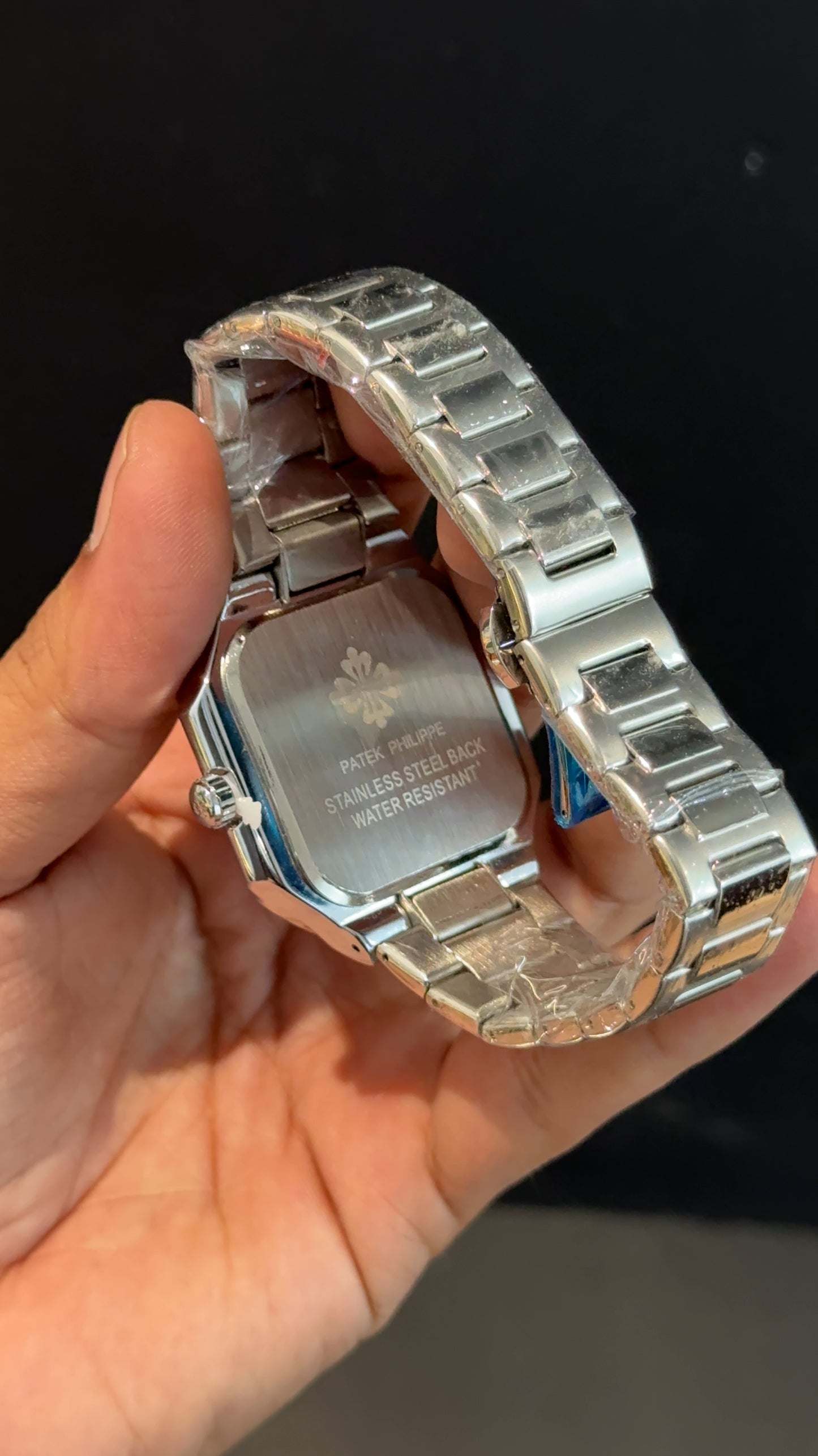 PP Cubi | Silver Chain | Ice Blue Dial