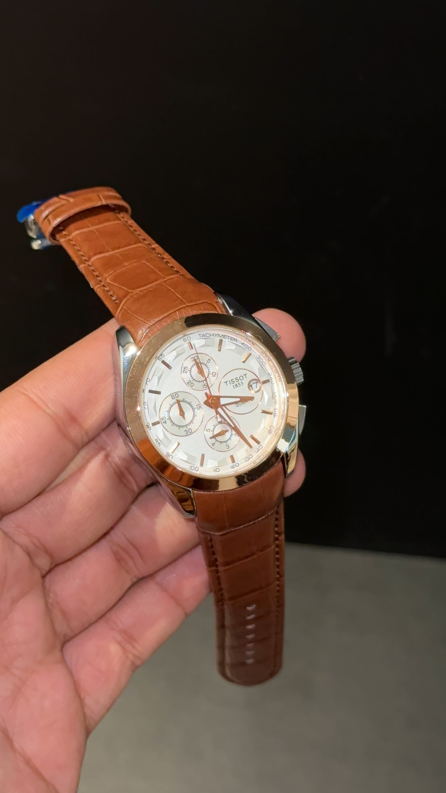 Tissot 1853 | Rose Bezel | Chrono | White Dial | Brown leather strap