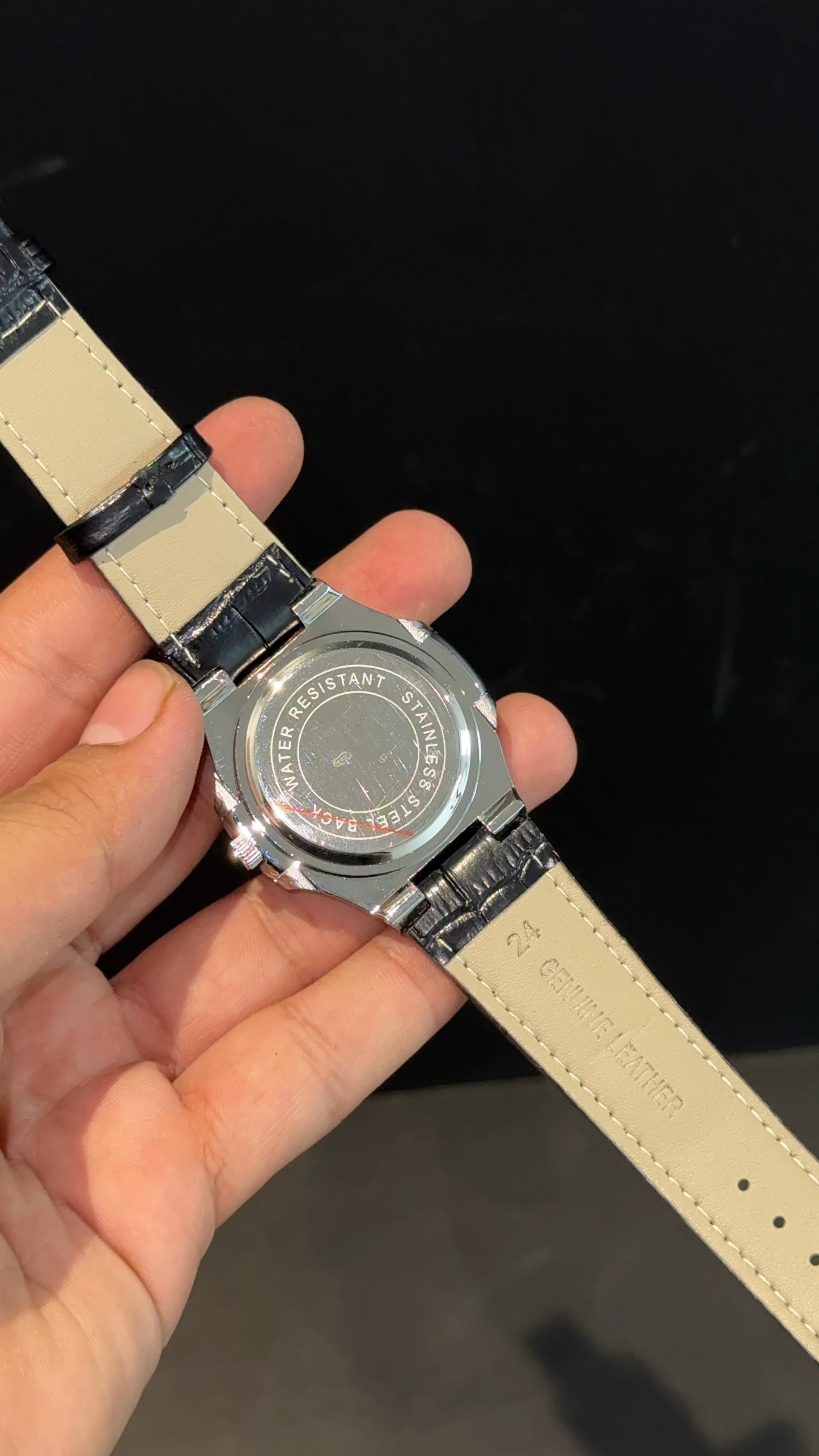 PP | Silver bezel | White Dial | Black Leather Strap