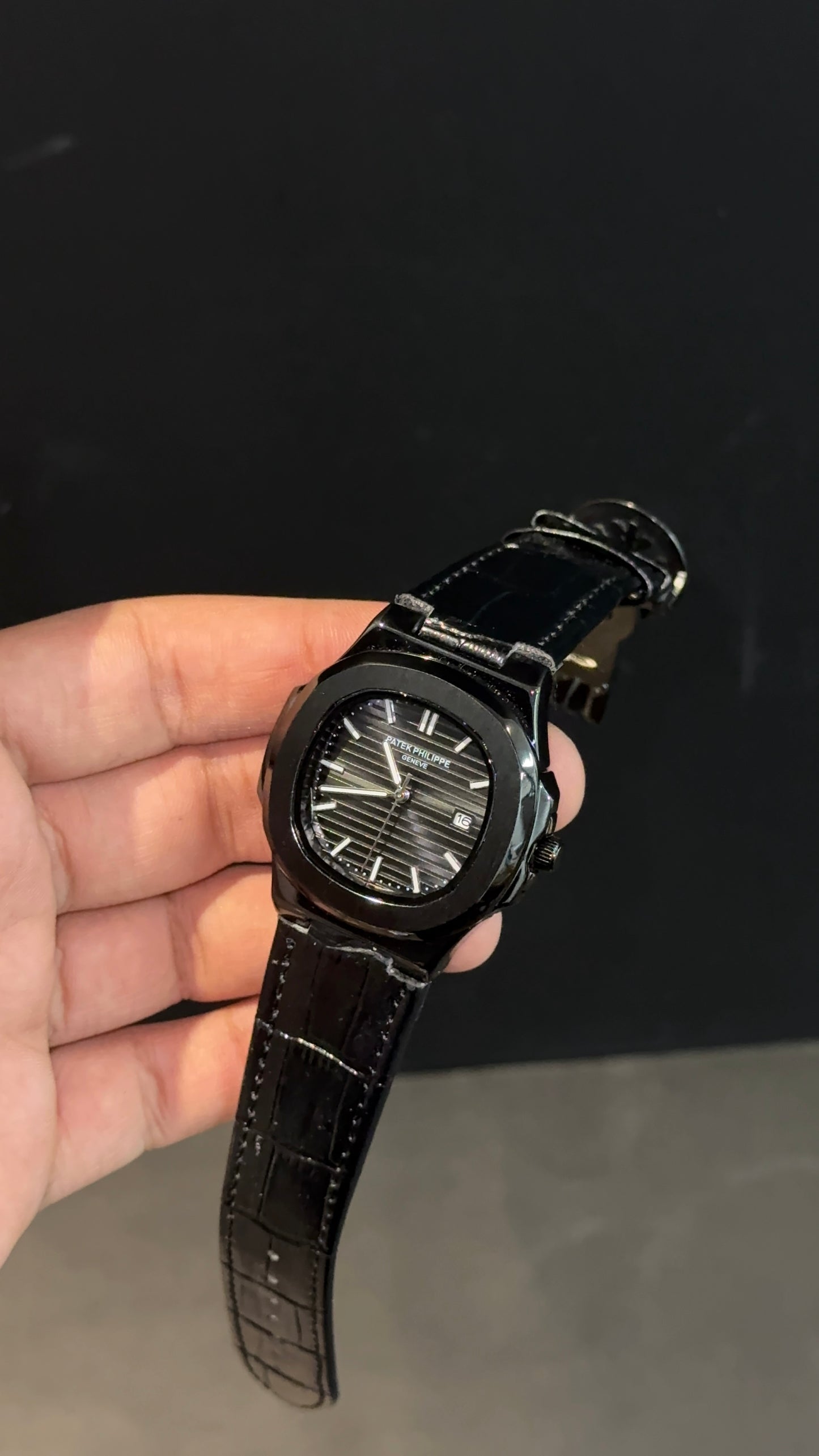 PP | All Black | Black Dial | Black Leather strap