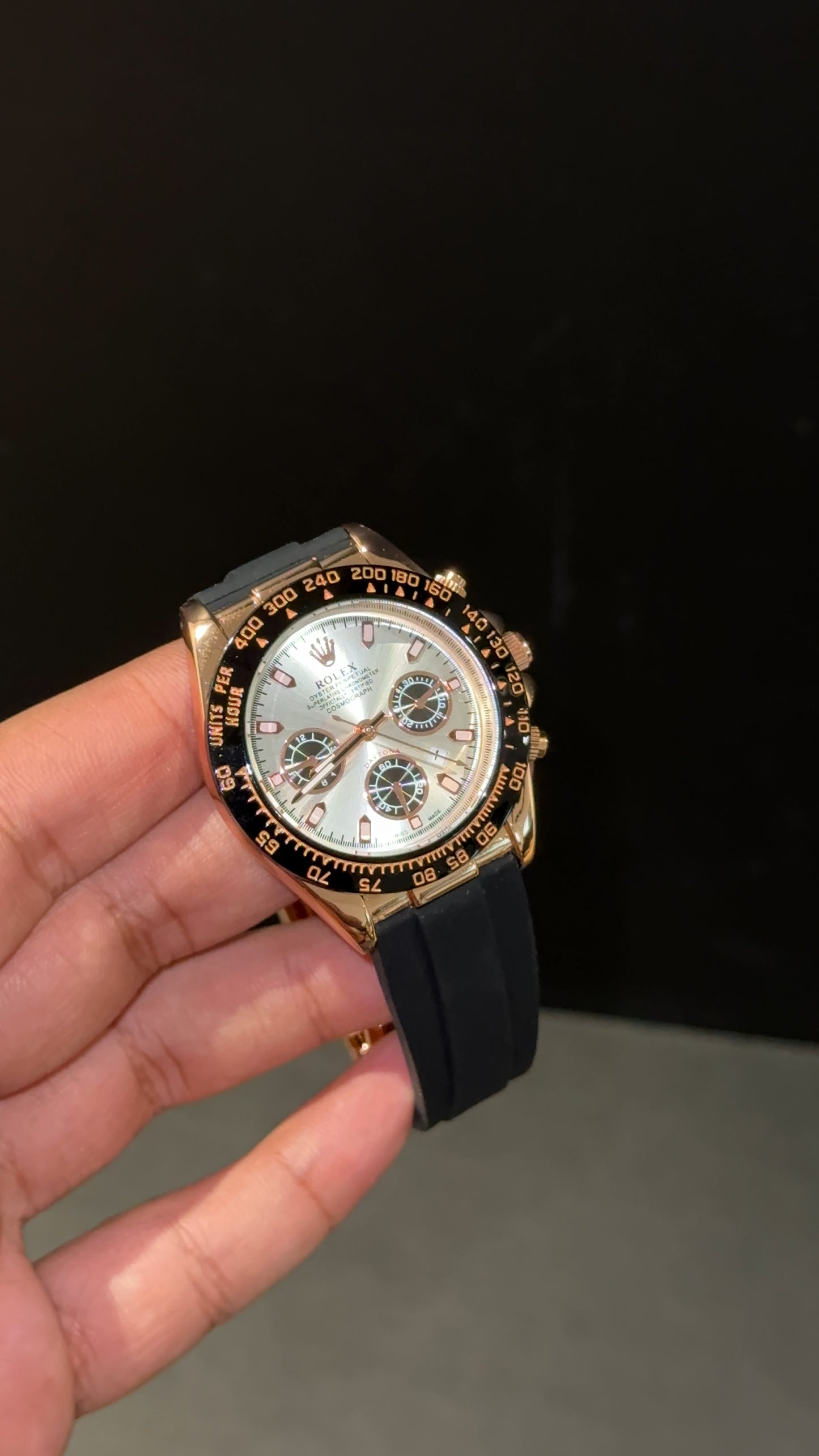 Daytona rose | Chrono White dial | Pvc black strap