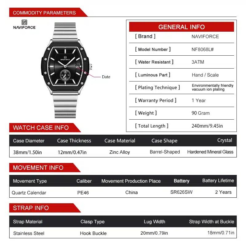 Naviforce Eternal NF-8068 For MEN G-BE