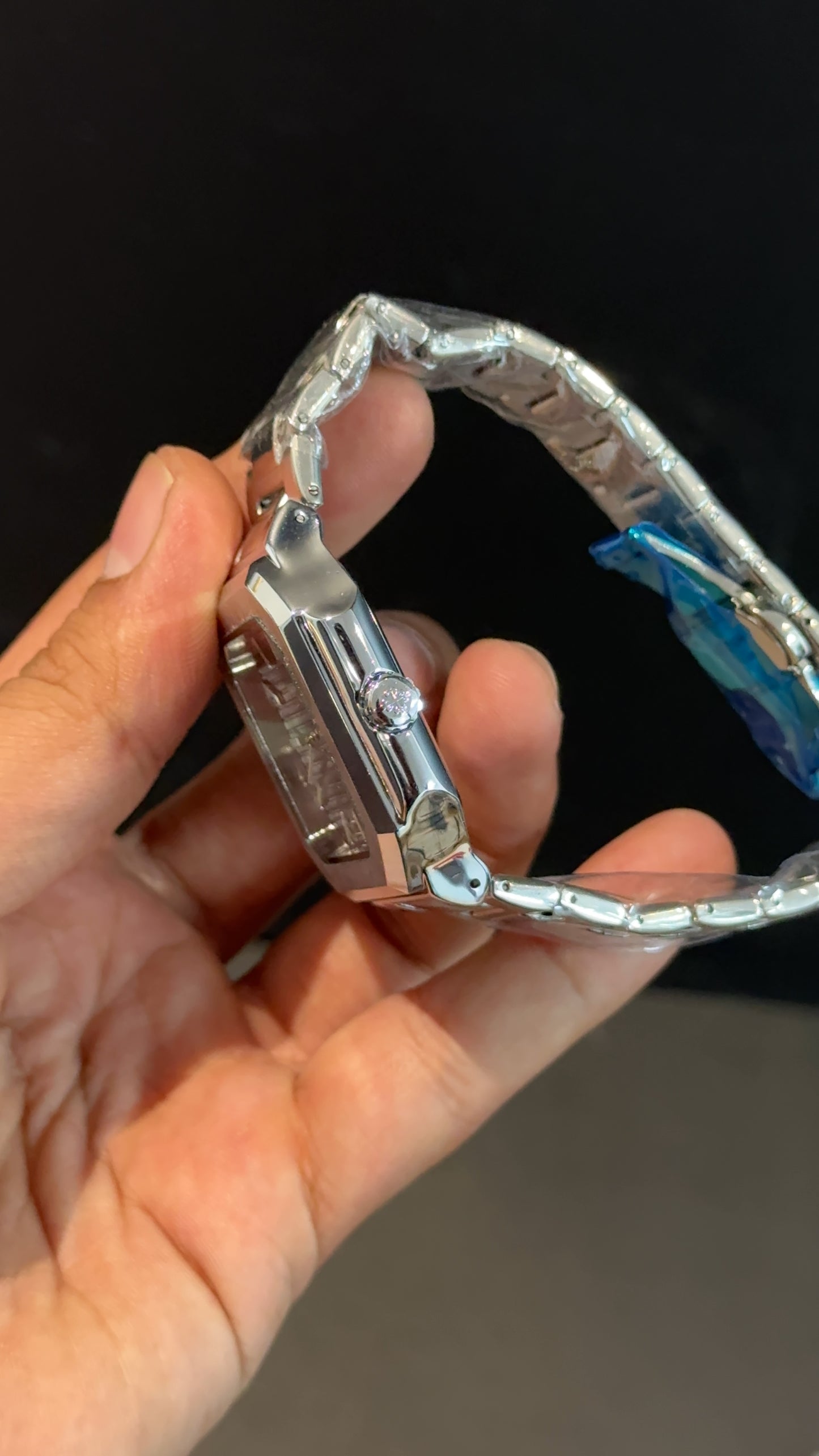 PP Cubi | silver chain | Blue dial