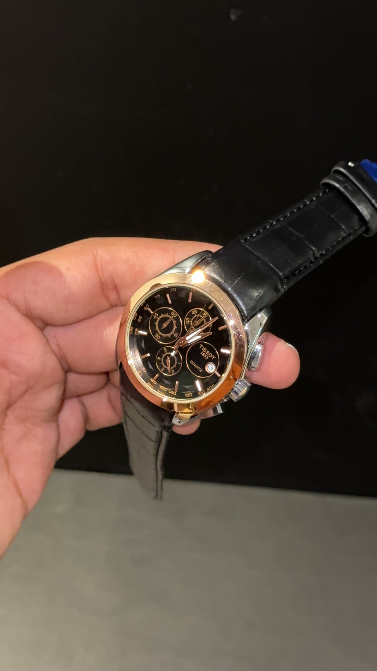 Tissot 1853 | Rose Bezel | Chrono | Black Dial | Black learher Strap