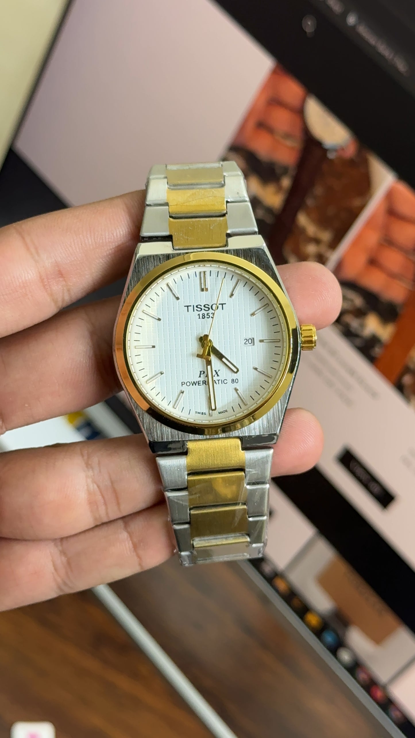 Tissot prx two tone white dial