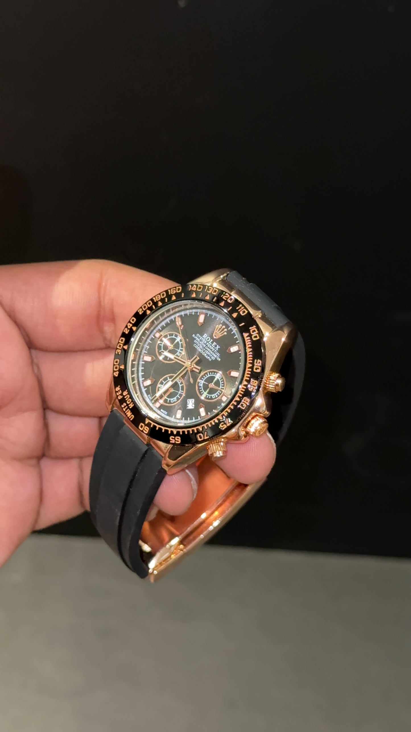 Daytona rose | Chrono Black dial | Pvc black strap