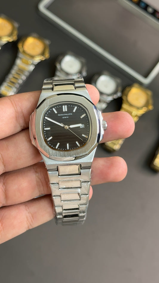 Pp silver black dial