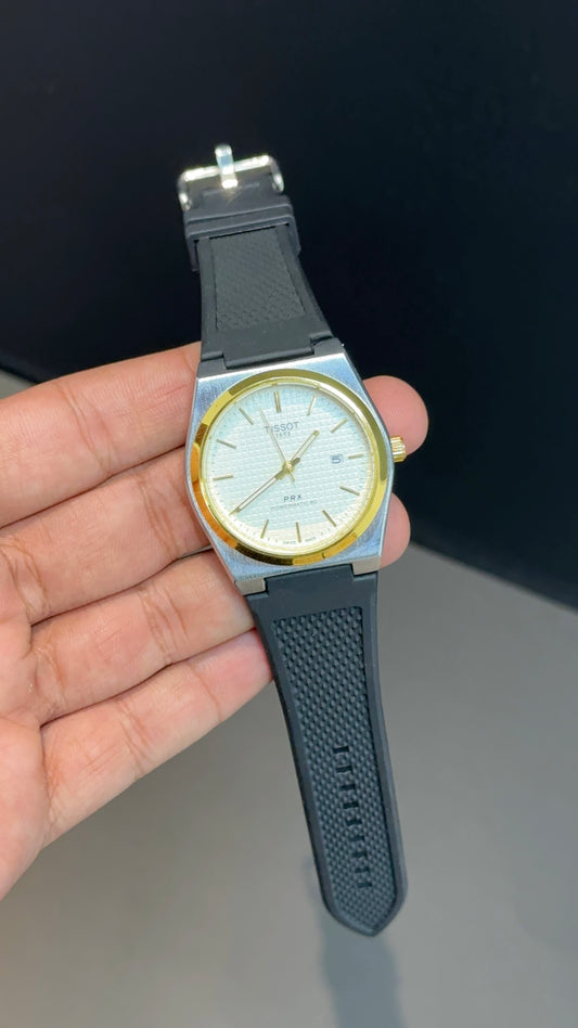 Tissot 1853 | 36mm | White Dial | Golden Case Digit | Silicon Strap