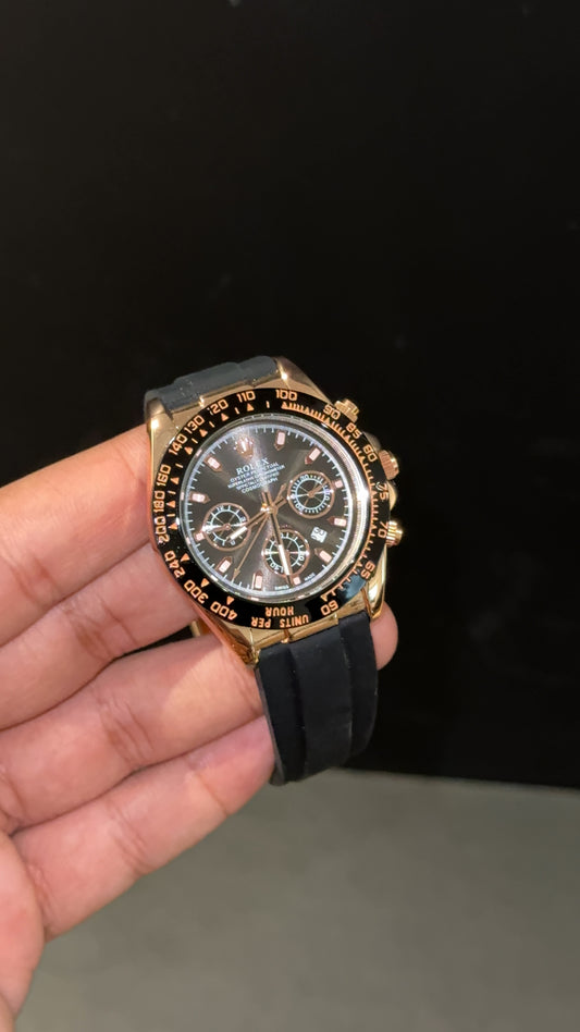 Daytona rose | Chrono Black dial | Pvc black strap