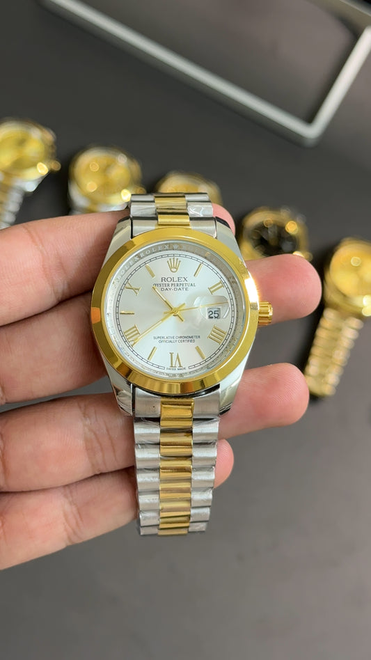 Date41 two tone white dial