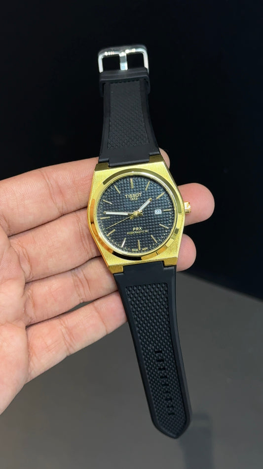 Tissot 1853 | 36 MM | Black Dial | Golden Case | Silicon Strap