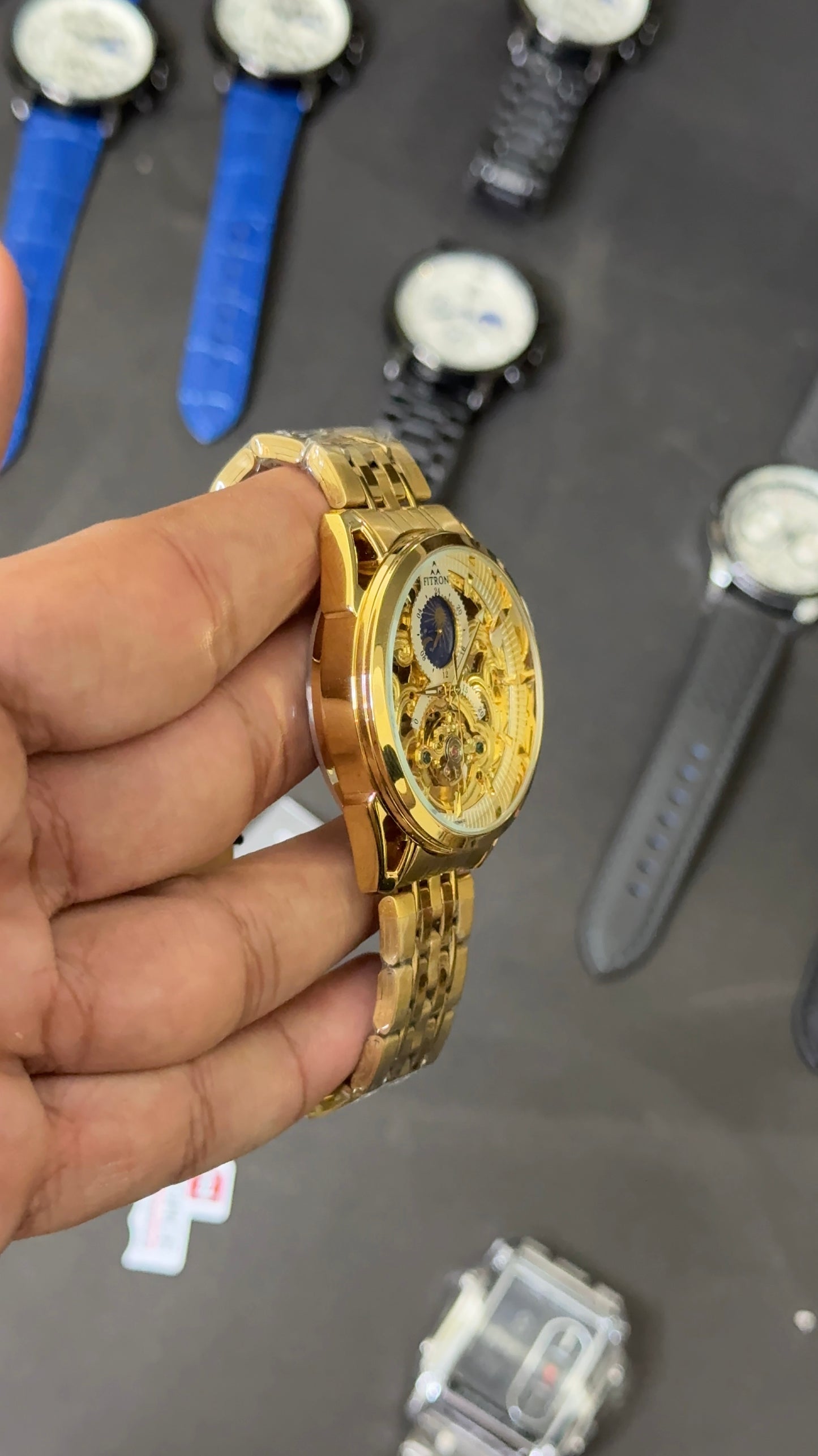 Fitron Original Watch| All Gold Skeleton | White Dial