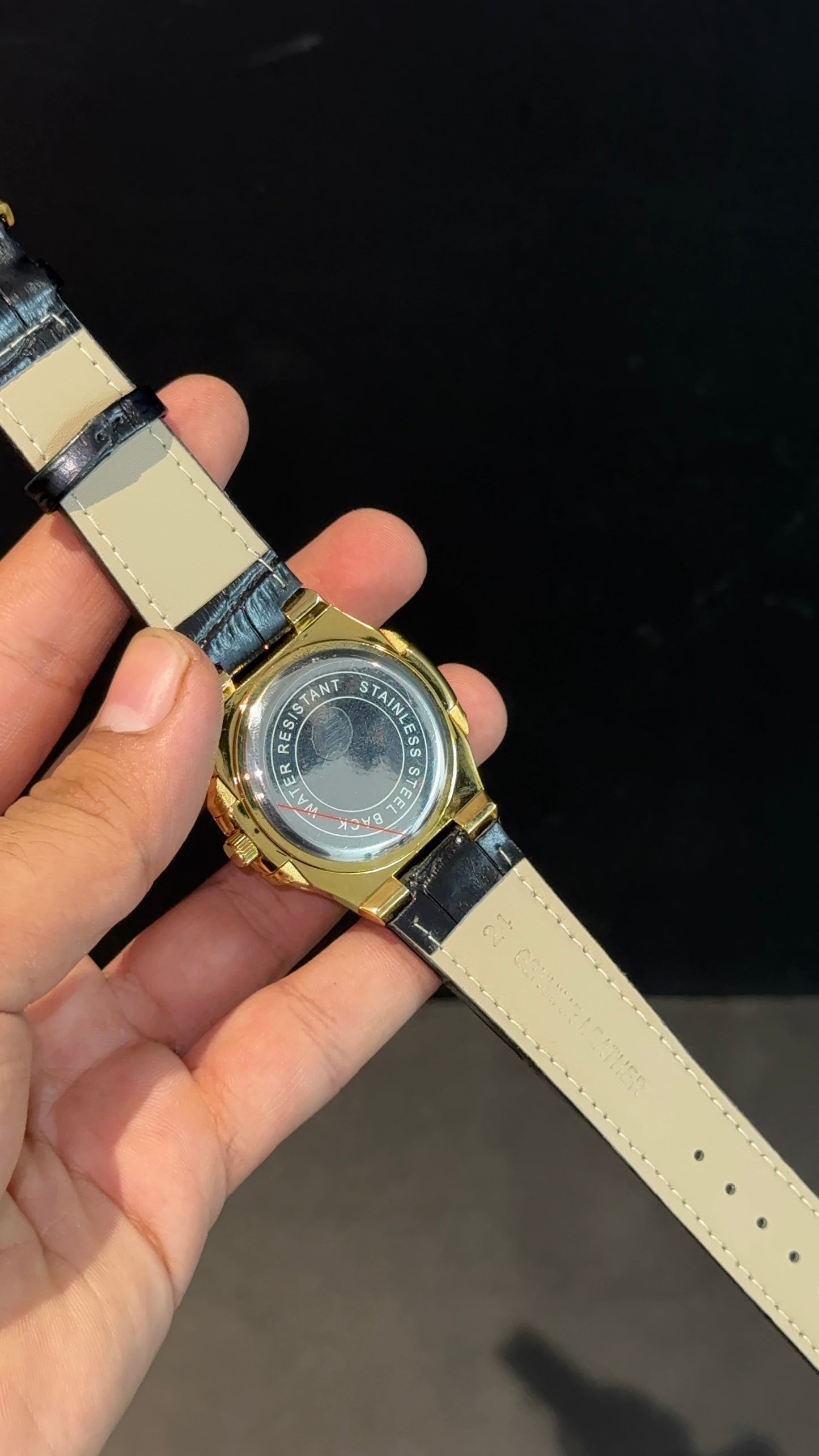 PP | Gold bezel | Black Dial | Black Leather Strap