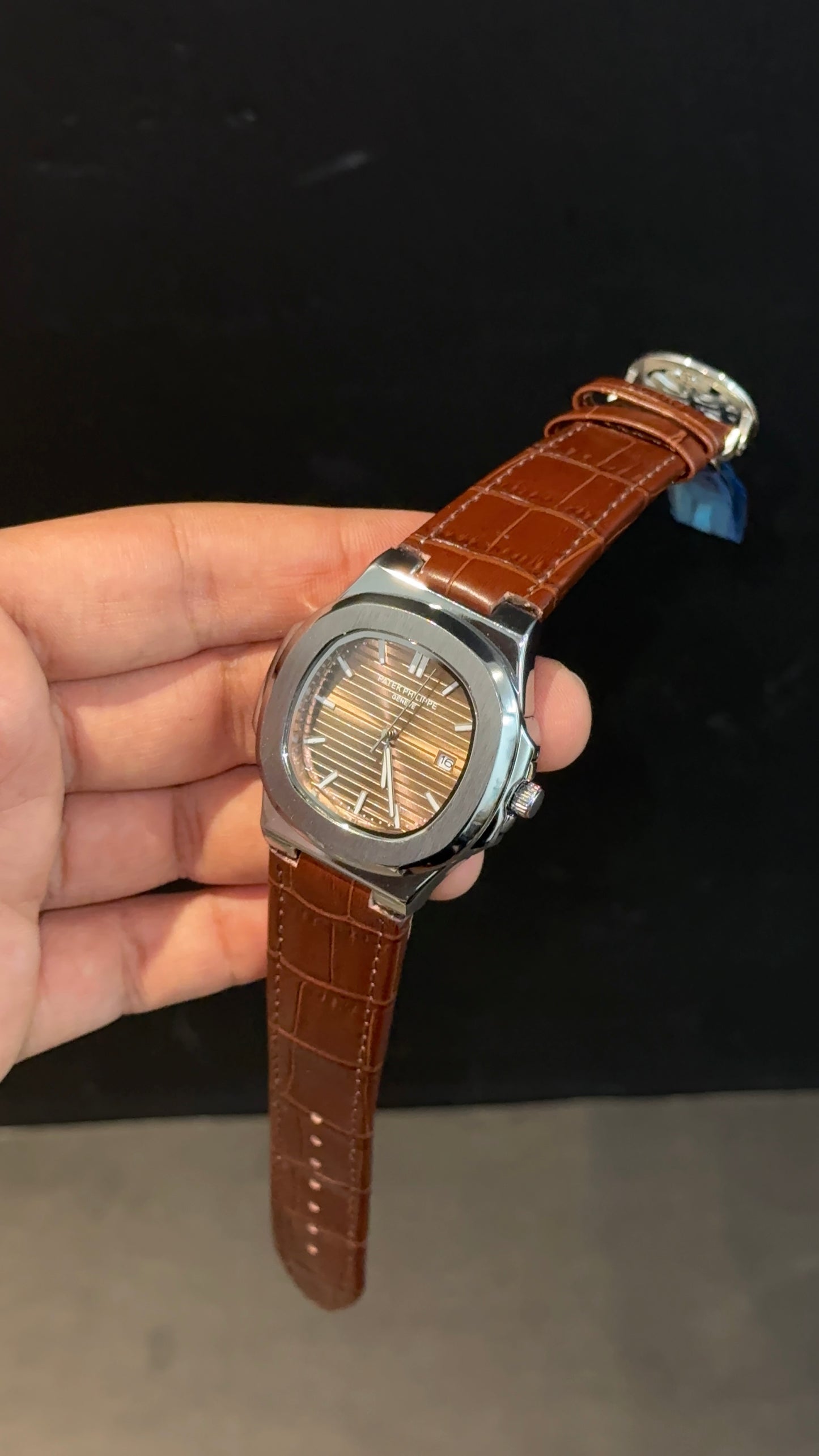 PP | Silver bezel | Brown Dial | Brown Leather Strap