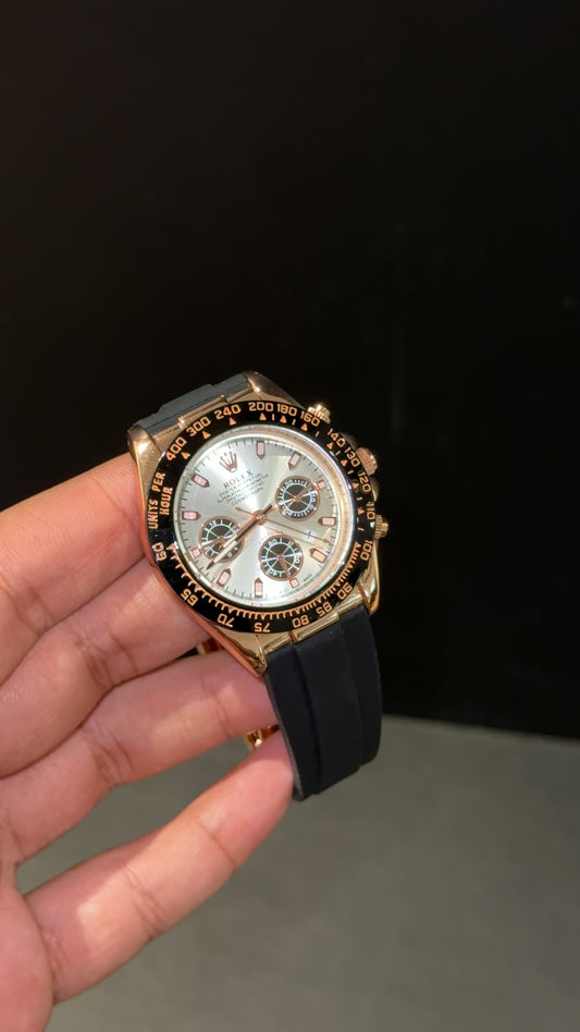 Daytona rose | Chrono White dial | Pvc black strap