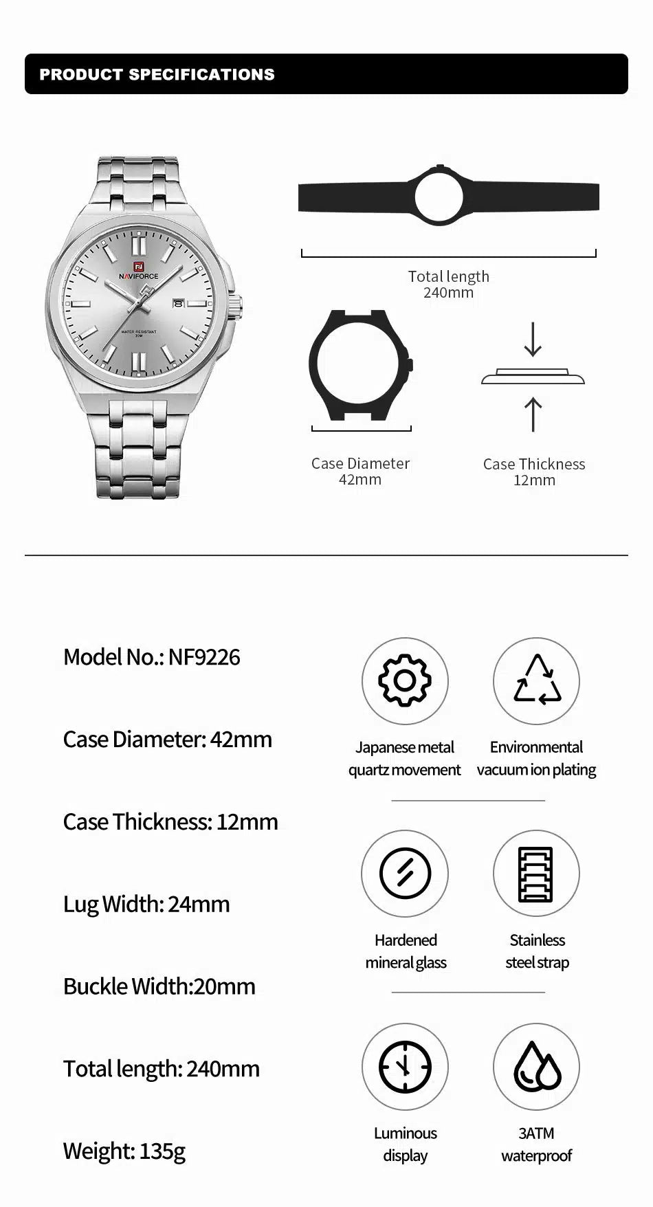 Naviforce NF9226 Exclusive Date Edition S-W-S